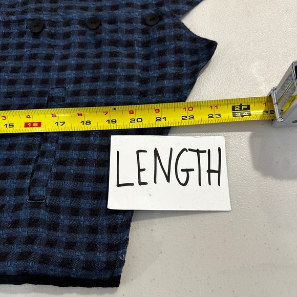 Flax Womens Blue Black Gingham Check Button Front Cropped Vest Small Indie Artsy - Picture 7 of 7